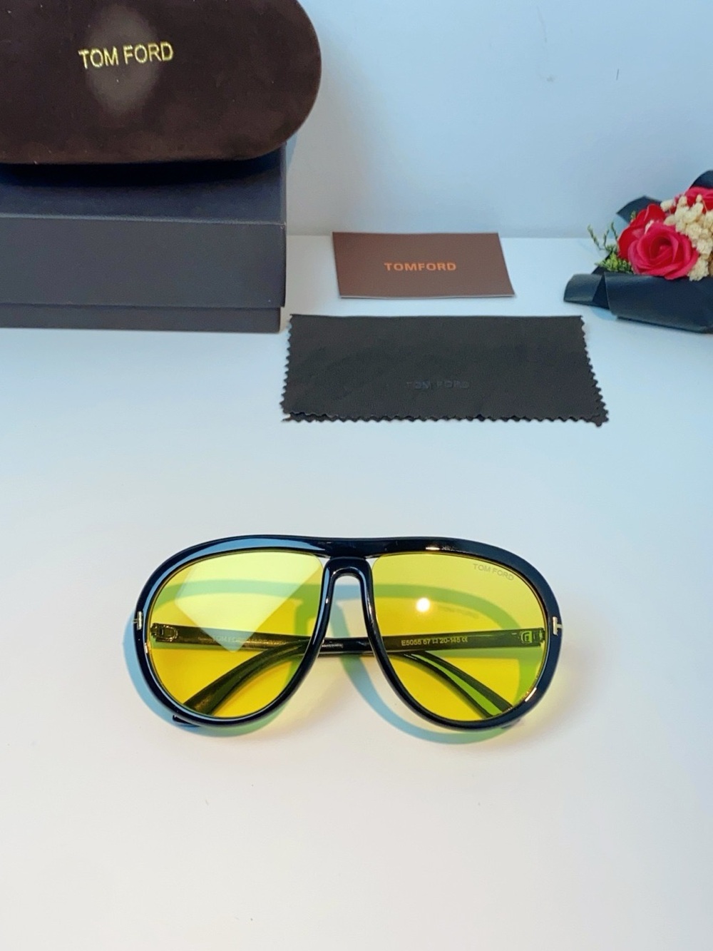 Tom Ford Black Frames with Yellow Lenses Sunglasses